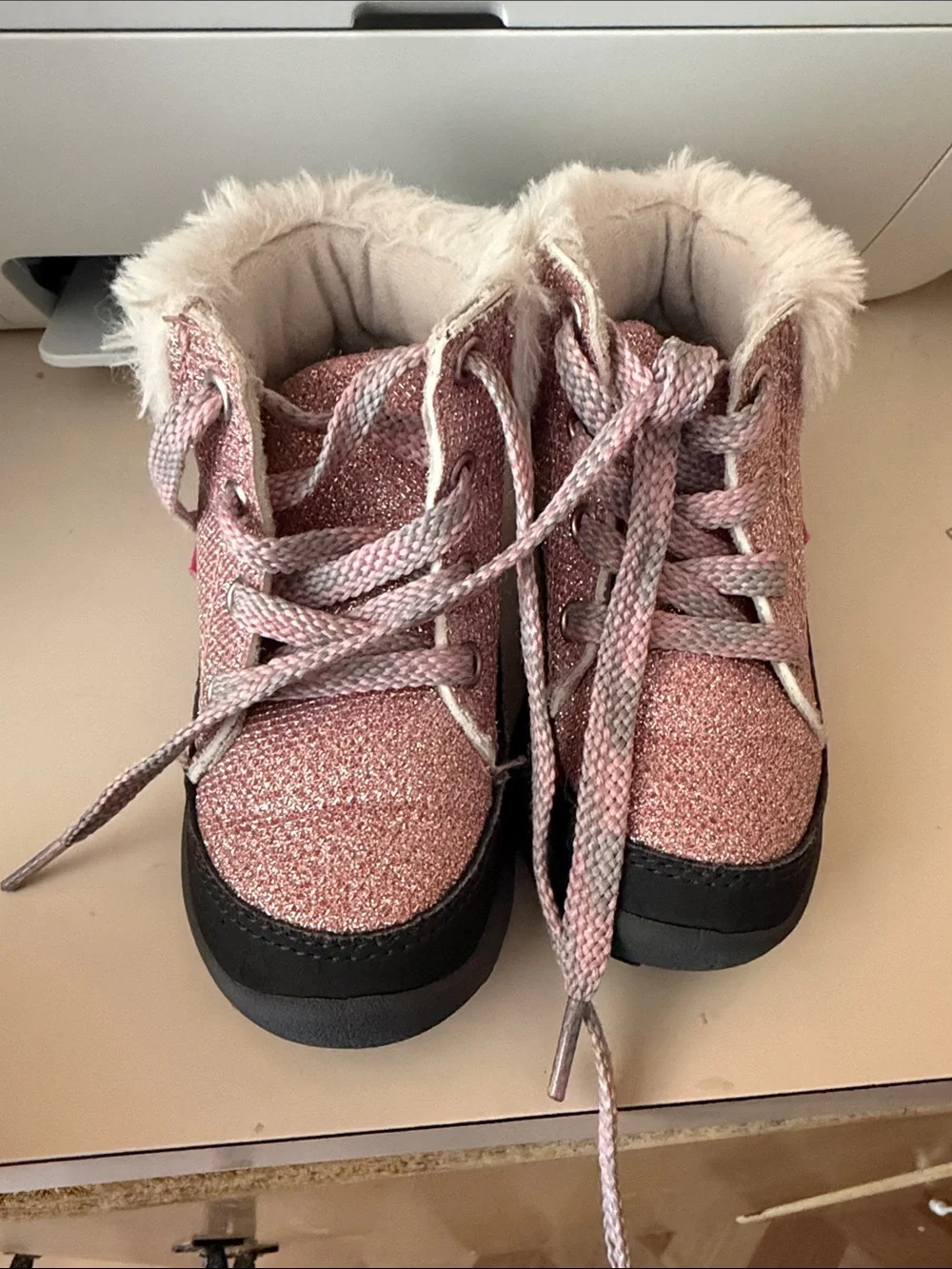 Sparkle Pink girls Winter Boots with Faux Fur